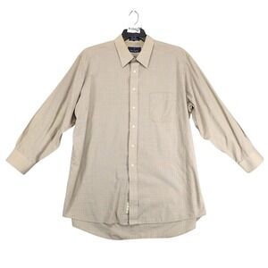 Vintage 90s Barrington Brown Check Dress Shirt Mens 17.5 32/33 Long Sleeve Work